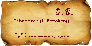 Debreczenyi Barakony névjegykártya